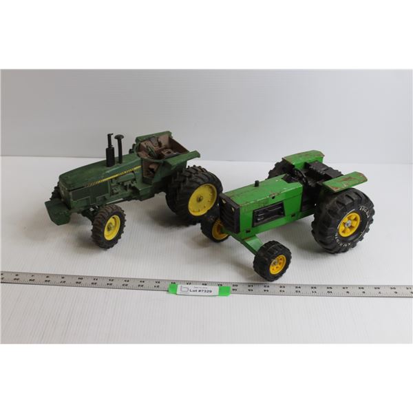 (2) Toy Tractors - ERTL John Deere (Missing Cab, Re-painted) & Tonka ( As Is Condition)