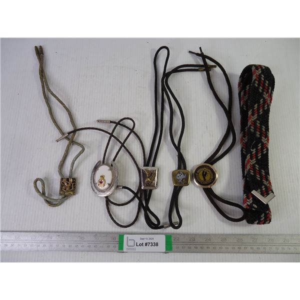 (5) Bolo Ties and Cloth Belt