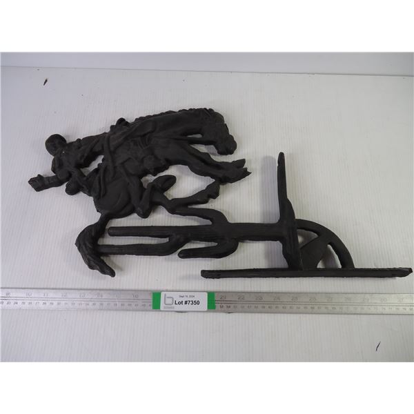 Large Cast Iron Bronco Rider Plaque-11"x16" western Cowboy Rodeo Theme