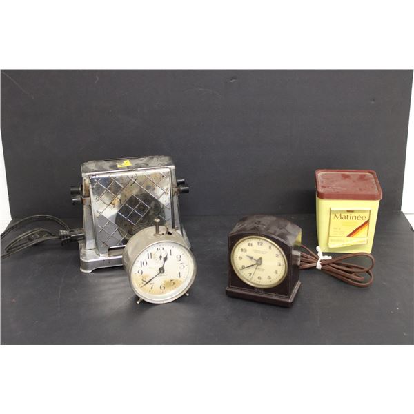 Matinee Cigarette Tobacco Box, Toaster - Tested Works, (2) Clocks - Tested DO Not Work