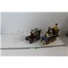 Image 1 : (2) Novelty Decanters w/ Car/ Train Caddies (Not Complete), (2) Kerosene Lamp Chimneys
