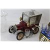 Image 3 : (2) Novelty Decanters w/ Car/ Train Caddies (Not Complete), (2) Kerosene Lamp Chimneys