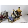 Image 5 : (2) Novelty Decanters w/ Car/ Train Caddies (Not Complete), (2) Kerosene Lamp Chimneys