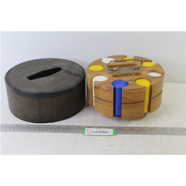 Vintage Poker Chips & Holder
