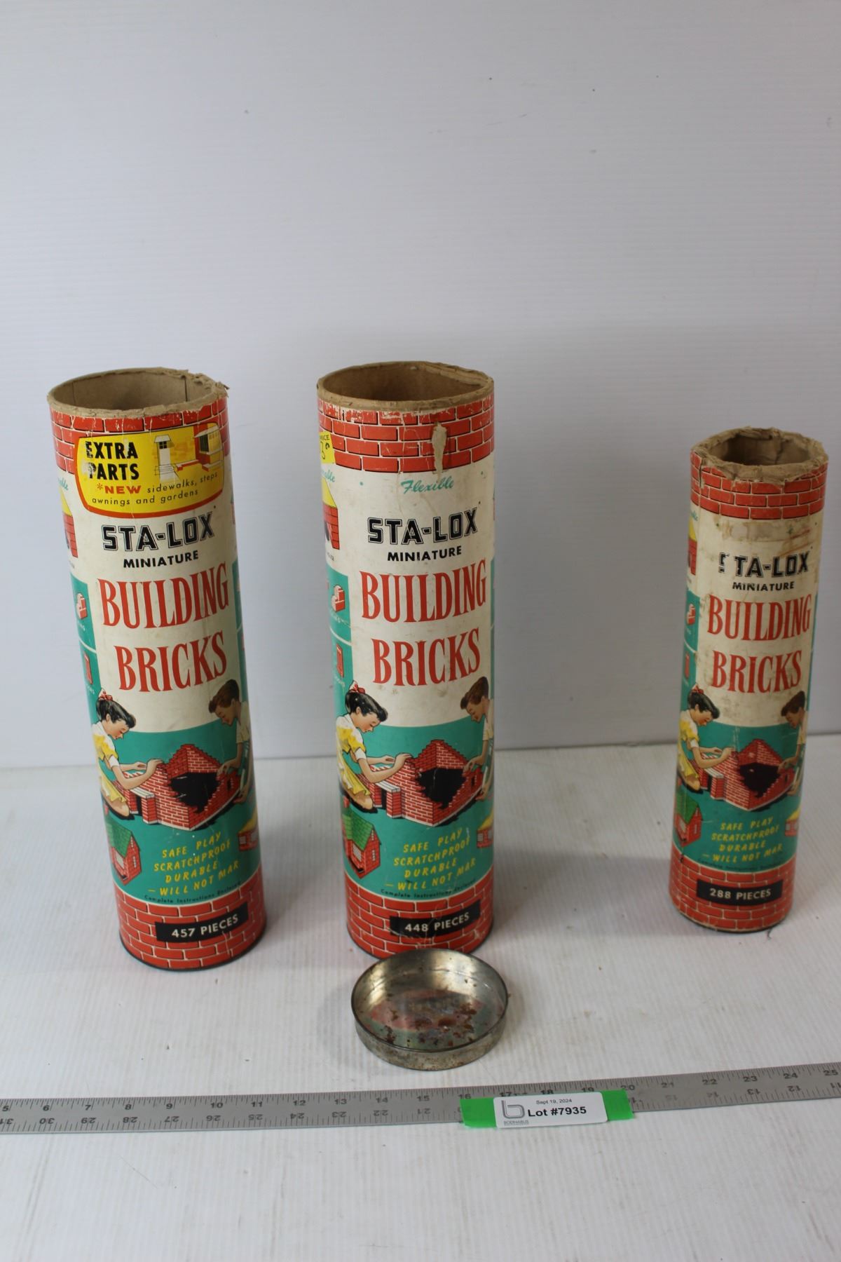 (3) Sta-Lox Miniature Building Bricks Cases - 2 Without Lids As Is