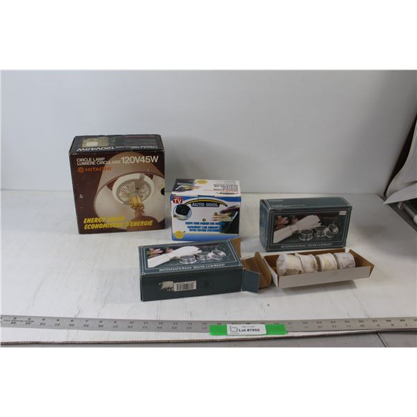 Energy Saver Hitachi Circle Lamp, Parked Car Ventilation System, (2) International Silver Company Se