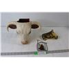 Image 1 : Cow Bull Decoration Container, (2) Horse Hanging Decorations