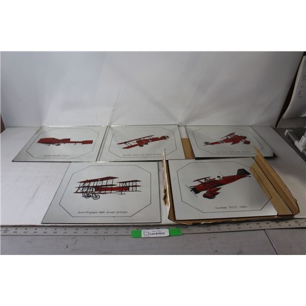 (5) Plane Decorated Mirrors