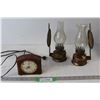 Image 1 : Clock - Tested Works, (2) Kerosene Lamps