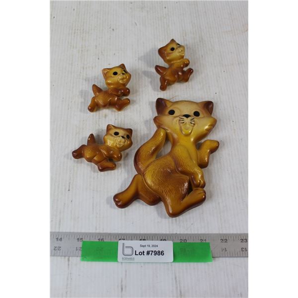 (4) Chalkware Cat Decorations
