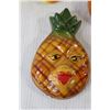 Image 2 : (5) Hanging Fruit/Plant Chalkware Decorations - Pear, Pineapple, Apple, Orange, Sunflower