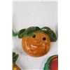 Image 4 : (5) Hanging Fruit/Plant Chalkware Decorations - Pear, Pineapple, Apple, Orange, Sunflower