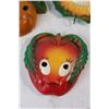 Image 5 : (5) Hanging Fruit/Plant Chalkware Decorations - Pear, Pineapple, Apple, Orange, Sunflower