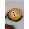 Image 6 : (5) Hanging Fruit/Plant Chalkware Decorations - Pear, Pineapple, Apple, Orange, Sunflower