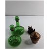 Image 1 : (2) Green Liqour Glass Jug, Japanese Dragon Statue and Pot