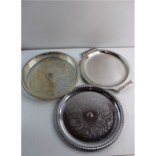 (3) Silver Serving Plates 12''