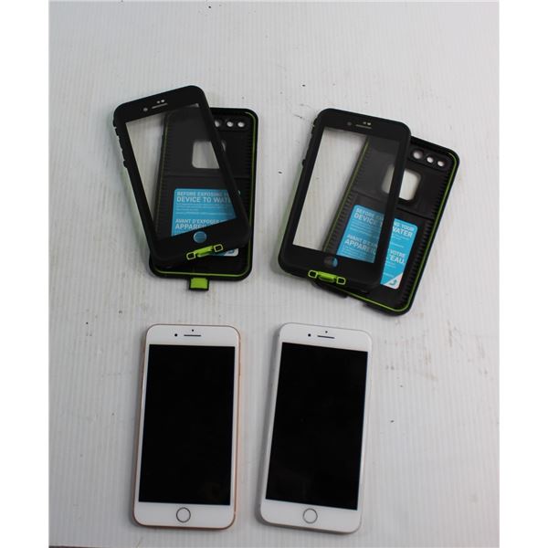 (2) Apple IPhone 8 Plus with Cases - Needs a Password, As Is