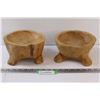 Image 1 : (2) Wood Carved Bowls - 7" x 4"