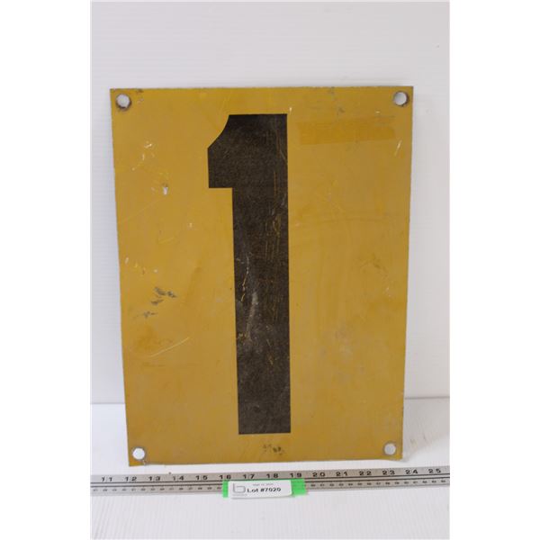 Number One Metal Sign - 16  x 12 