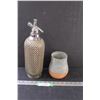 Vintage Sparklett's Seltzer Bottle (Made in England) & Plant Pottery Pot