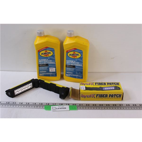 (2) ATF Pennzoil Quarts (NIB), UV Repair Light - as is