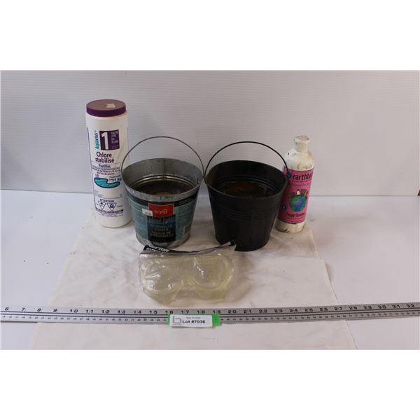 (2) Citronella Candles, Chlorine Tablets, Dog Shampoo, Safety Goggles