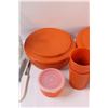 Image 2 : Vintage Tupperware Set, Garlic Press, (2) Cups, (2) Kitchen Knives
