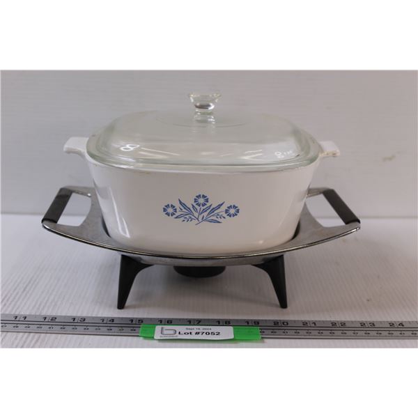 Corningware - Blue Cornflower - 4 Quart Dish & Corningware Warmer Holder