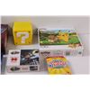 Image 2 : Family/Children's Lot: (2) Puzzles, Codebreaker Game, (3) Card Games, Mario Question Block Light?