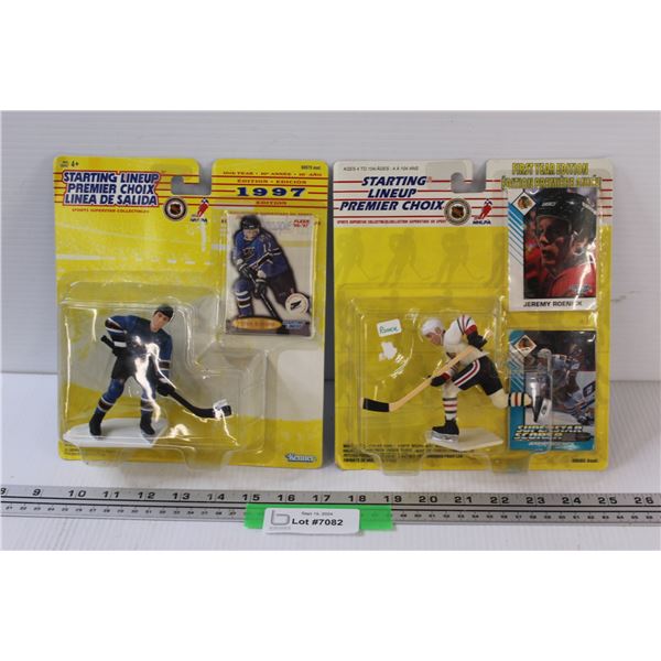 (2) Starting Line Up Figurine & Hockey Card Sets: Peter Bondra & Jermey Roenick