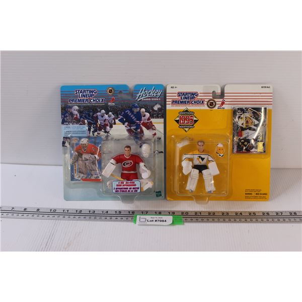 (2) Starting Line Up Figurine & Hockey Card Sets: Arturs Irbe & Tom Barrasso