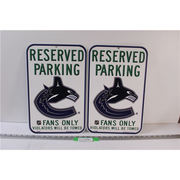 (2) Vancouver Canucks Parking Signs - 16.5" x 11.5"