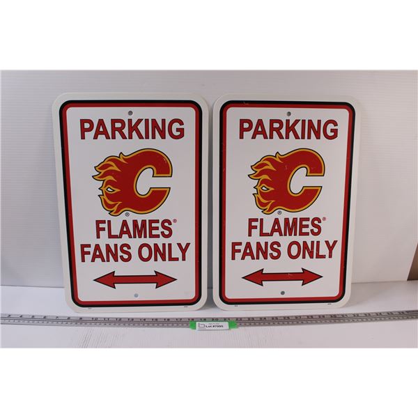 (2) Calgary Flames Parking Signs - 16.5" x 11.5"