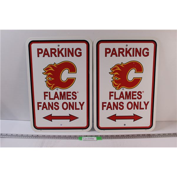 (2) Calgary Flames Parking Signs - 16.5" x 11.5"