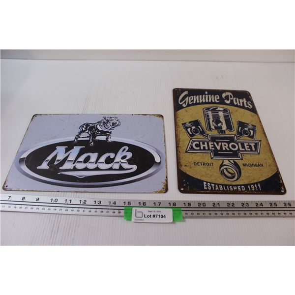 (2) Metal Signs: Mack & Chevrolet