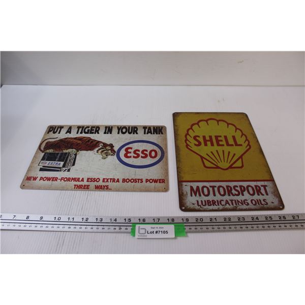 (2) Metal Signs: Esso & Shell