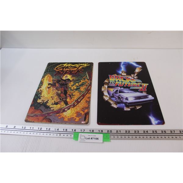 (2) Metal Signs: Ghost Rider & Back to the Future Two
