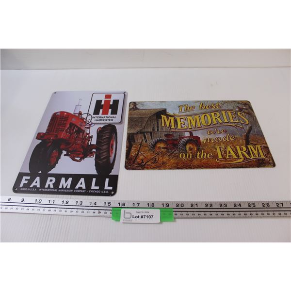 (2) Metal Signs: Farmall & Farm
