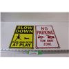 Image 1 : (2) Metal Signs: Slow Down & No Parking