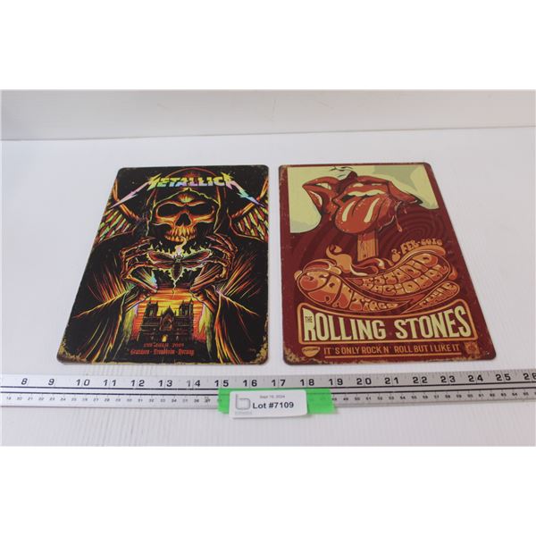 (2) Metal Signs: Metallica & Rolling Stones