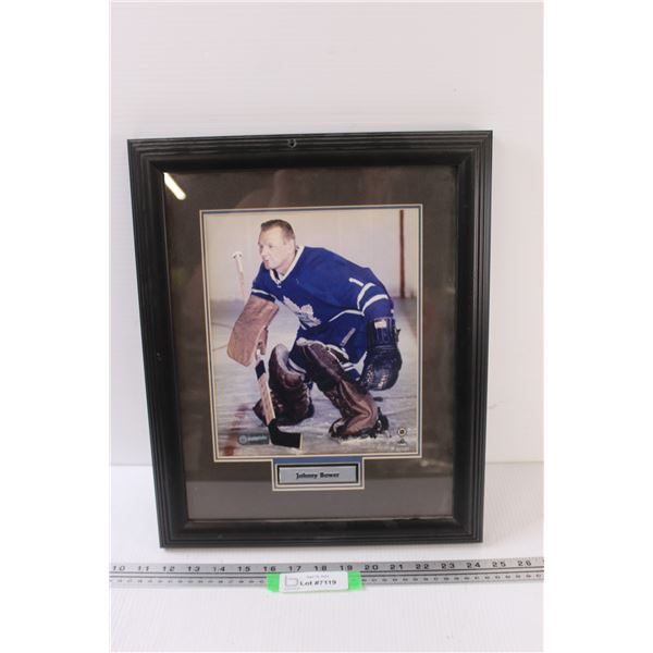 Johnny Bower Hockey Picture in Frame - 13" x 16"