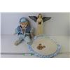 Image 1 : Lenardo's Collection Porcelain Doll - Resin Angel w/Metal Wings - Baby Pillow
