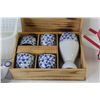 Image 3 : Sake Service Set - (2) Teapot Candles - Wheel Barrow Candle - Plastic Basket - Misc. Items
