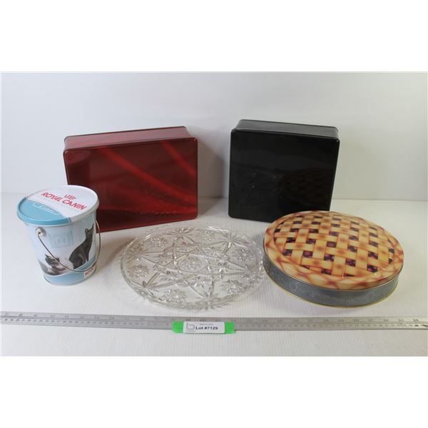 11" Crystal Plate - (4) Tin Containers
