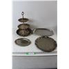 Image 1 : (3) Silver Trays/Platters, 3 Tier Dessert Tray