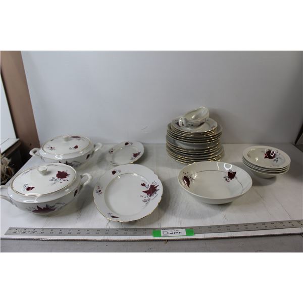 Chodziez Polish China Set- Gravy Boat, (5) Bowls, (16) Plates, (2) Platters, (2) Pots