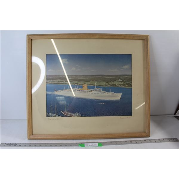Empress Of Britain Canadian Pacific Art By Chesley BonesTell Framed - 25 1/2" x 22"