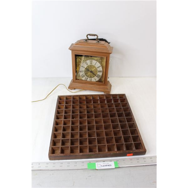 Standing Wooden Clock - Tested Does Not Work, Hanging Small Shelf