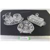 Image 2 : Pinwheel Crystal - Creamer & Sugar Dish on Plate (sugar has chip) - Butter Dish (lid has a chip) - C