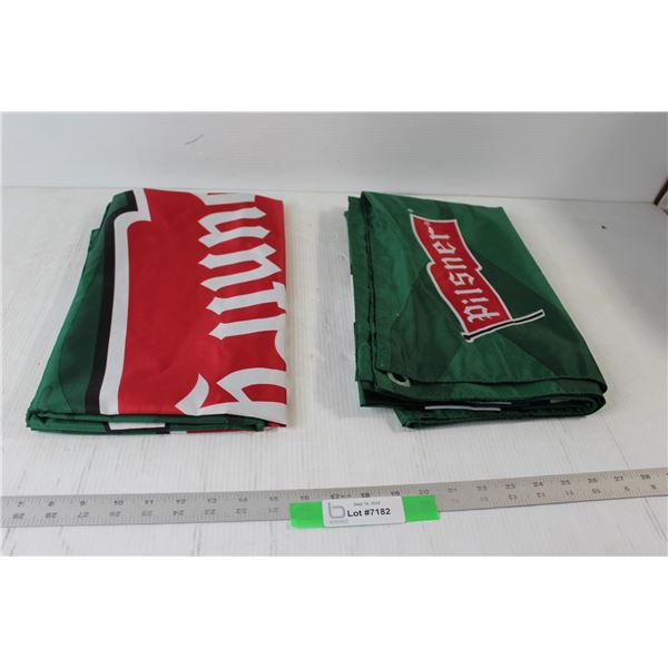 (2) Roughriders Football Pilsner Flags - 35" x 58"